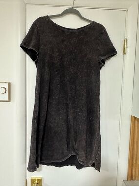 Time and Tru Washed Black Short Sleeve Mini Dress